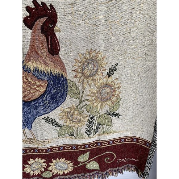 Rooster Farm Chicken Farm Life Woven Tapestry Wall Hanging By Deb Strain 58X51" - Picture 5 of 13